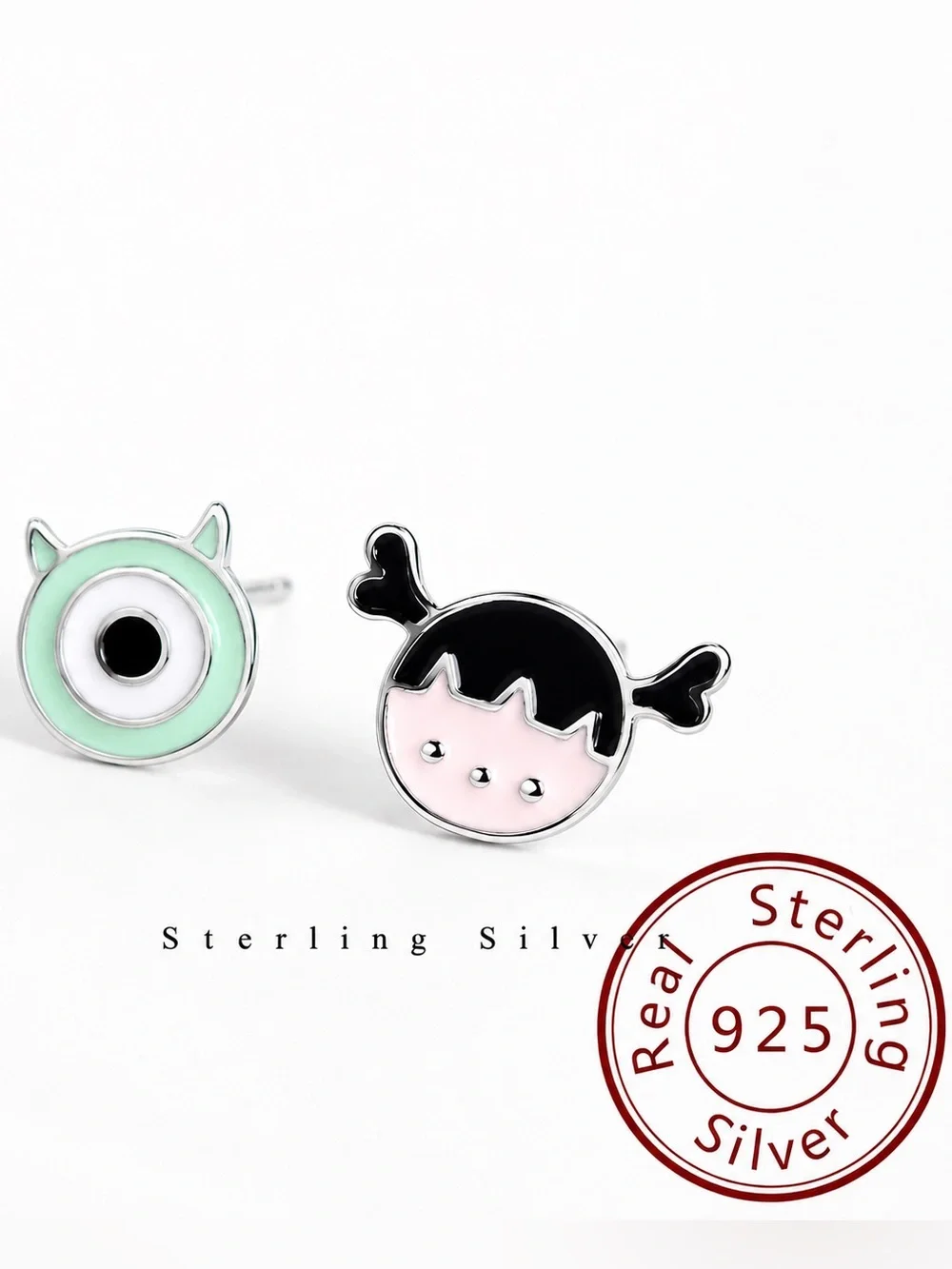 “Monsters Inc.” Boo & Mike Girl Toddler One-Eyed Cyclops Pixar 925 Silver Studs